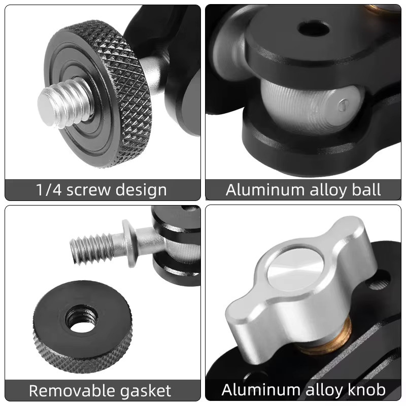 GOT-TOG Magic Arm Universalverstellbare Halterung aus Aluminiumlegierung mit 1/4-Zoll-Schnittstelle in Schwarz für Foto und Live-Streaming - Bild 4