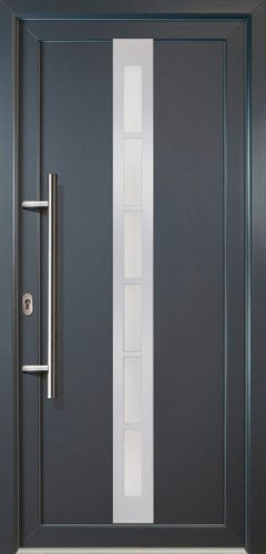 Meeth Aluminium-Haustür Signum Alu in Grau mit satiniertem Glaseinsatz, nach innen öffnend, ohne Türgriff, B/H: 108 x 200 cm - Bild 1