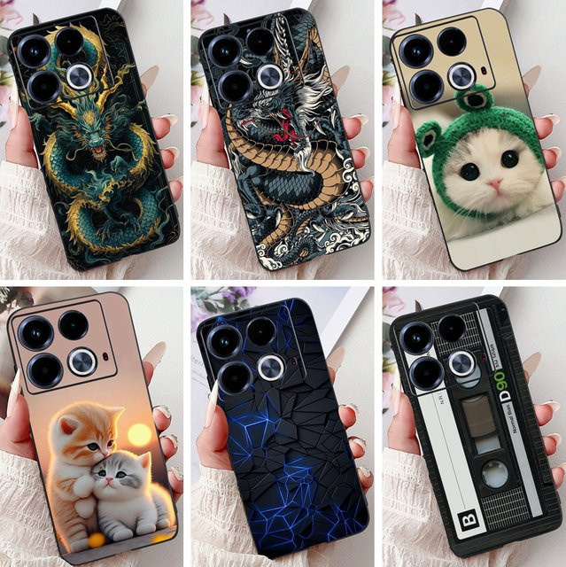 Silikon Handyhülle im Cartoon-Stil für Infinix Note 40, 40S 4G X6853, Note 40 Pro 4G/5G und Note 40 Pro Plus, weiche Matte Rückseite, Multicolor - Bild 1