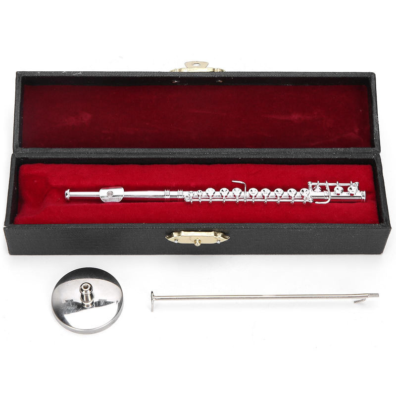 TOMTOP JMS Kupfer Miniaturflöte mit Ständer in Silber als dekoratives Mini Musikinstrument Modell Zubehör - Bild 3