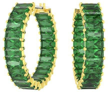 Swarovski Ohrringe, Matrix, Rechteckig, Vergoldet, Grün, Damen, Kristall - Bild 1