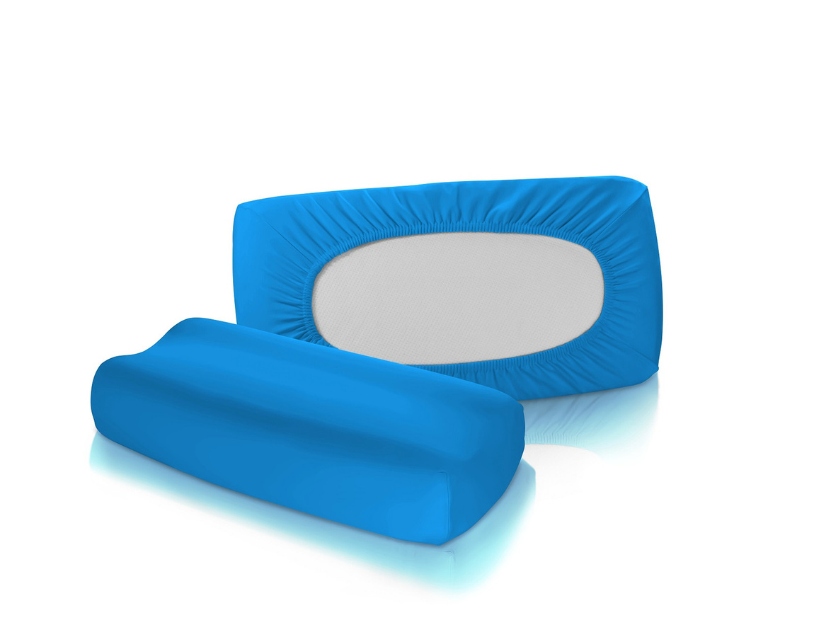 2er-Set Fleuresse Jersey Spannbezüge für Nackenstützkissen Vital Comfort S-1117 in Meeresblau - Bild 1