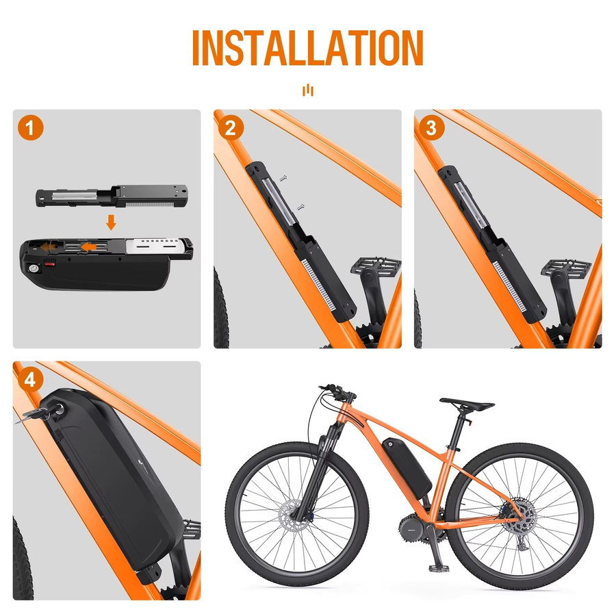 UKGF Lithium-Ionen-Akkupack mit Ladegerät, 5-poliger Hai-Akku für E-Bikes, Farbe: Schwarz - Bild 6