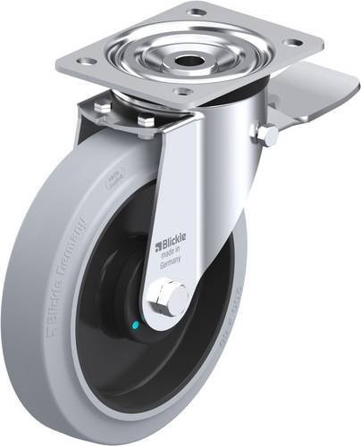 Blickle Lenkrolle L-POEV 200KAD-ST-SG mit Feststeller in Grau und Schwarz, Rad-Durchmesser: 200 mm, Tragfähigkeit: 400 kg - Bild 1