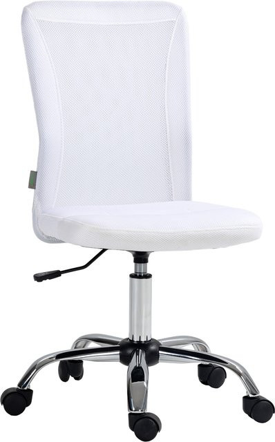Vinsetto Ergonomischer Bürostuhl mit Mesh-Stoffbezug und verchromtem Gestell in Weiß von Aosom - Bild 1