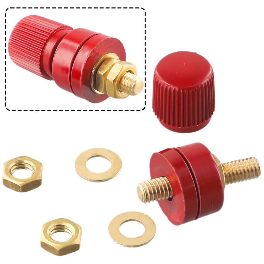 SUITU Batterie-Anschlussklemmen Set Schwarz und Rot mit 6mm Messing-Bolzen für Auto und Remote-Systeme - Bild 3