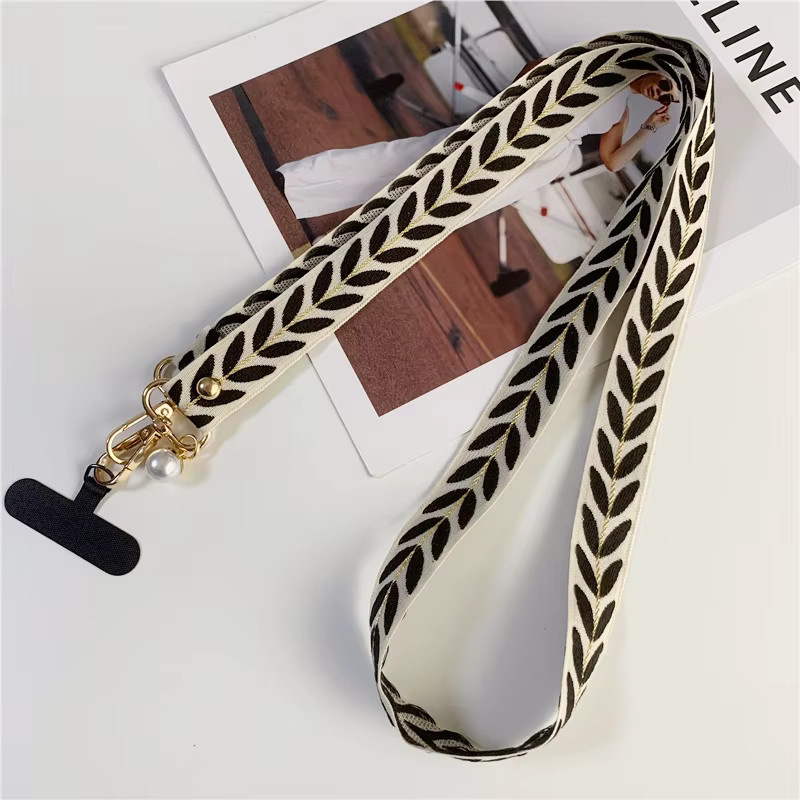 DOLANBIA Handy-Lanyard mit Ahornblatt-Stickerei und Perlenanhänger, verstellbare Umhängekette in Multicolour - Bild 3