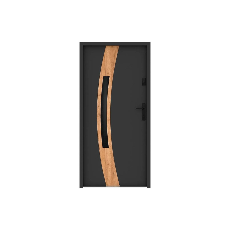 Haustür TROFA modern mit Glaseinsatz aus Stahl in Anthrazitgrau und Naturfarben Hell, Breite: 95 cm, Höhe: 210 cm, Tiefe: 6 cm - Bild 2