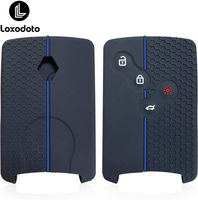 Loxodoto Silikon Schlüsselhülle für Renault Megane, Scenic, Laguna, Clio, Captur, Duster, Logan, Trafic, Koleos, Fluence, Zoe in Schwarz - Bild 1