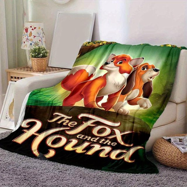 Living Need Y Flanell-Kuscheldecke mit Fuchs- und Hundemotiv, Mehrfarbig, B/B: 80 x 120 cm - Bild 1