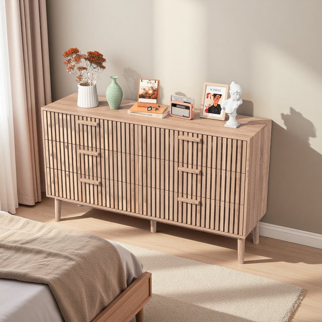 Comanlai Holz-Nachttisch Kommode in Braun mit Soft-Close-Schubladen für Schlafzimmer und Wohnzimmer - Bild 1