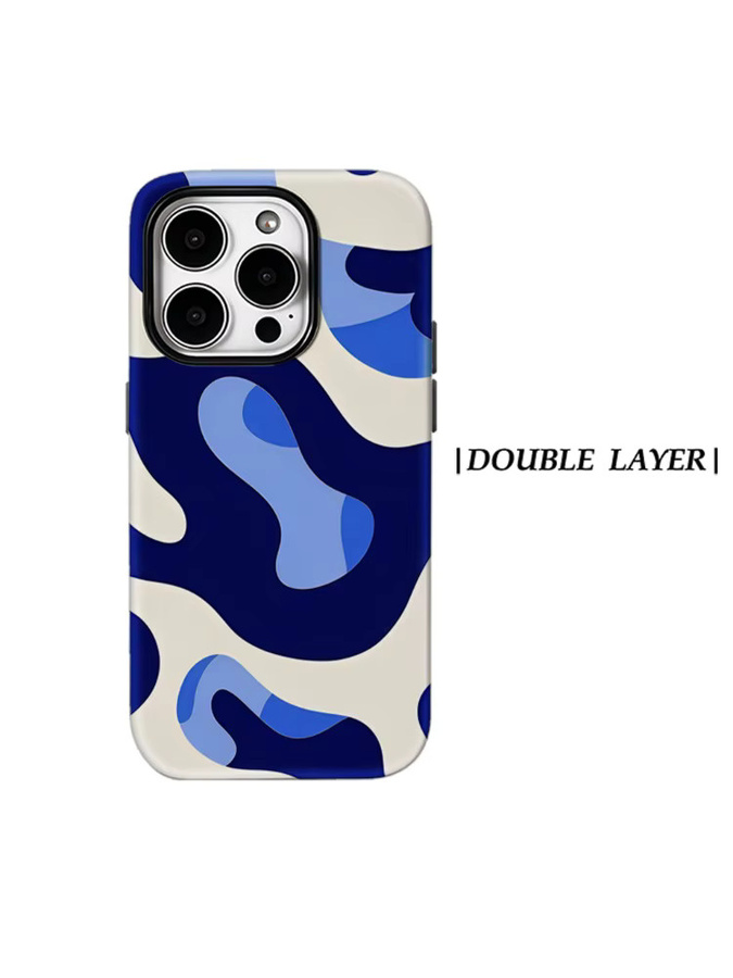 Potdemiel Handyhülle mit blauem Tarnmuster für iPhone 17 16 15 14 Pro Max Plus, magnetische Double-Layer Tough Case - Bild 6