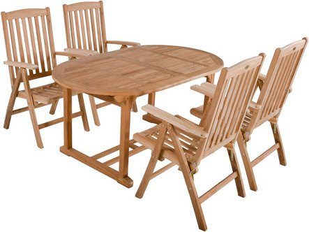 GARDEN PLEASURE Tischgruppe SOLO aus Teakholz in Braun, 5-teilig, mit ausziehbarer Tischplatte, B/T/H: 195 x 160 x 75 cm - Bild 1