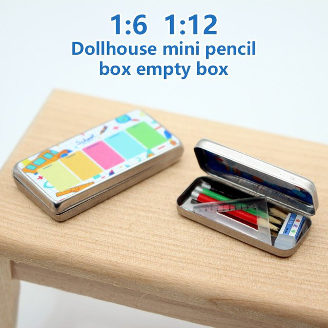 Leere Schreibwaren Bleistift Fall Organizer Box, Puppenhaus Miniatur Zubehör, Metall, Bunt / Mehrfarbig - Bild 1