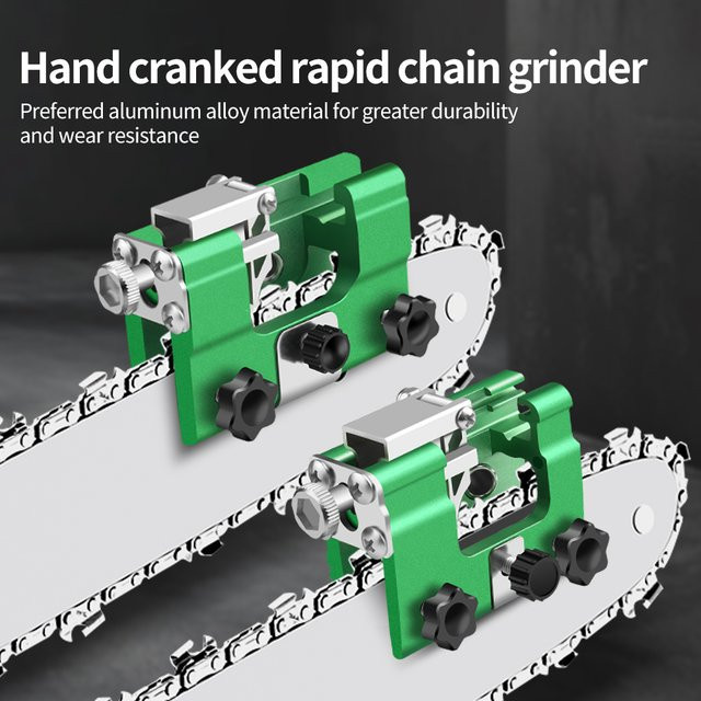 Baolian Handkurbel-Kettensägenschärfer-Set mit 3 Diamant-Schleifköpfen in Grün - Bild 1