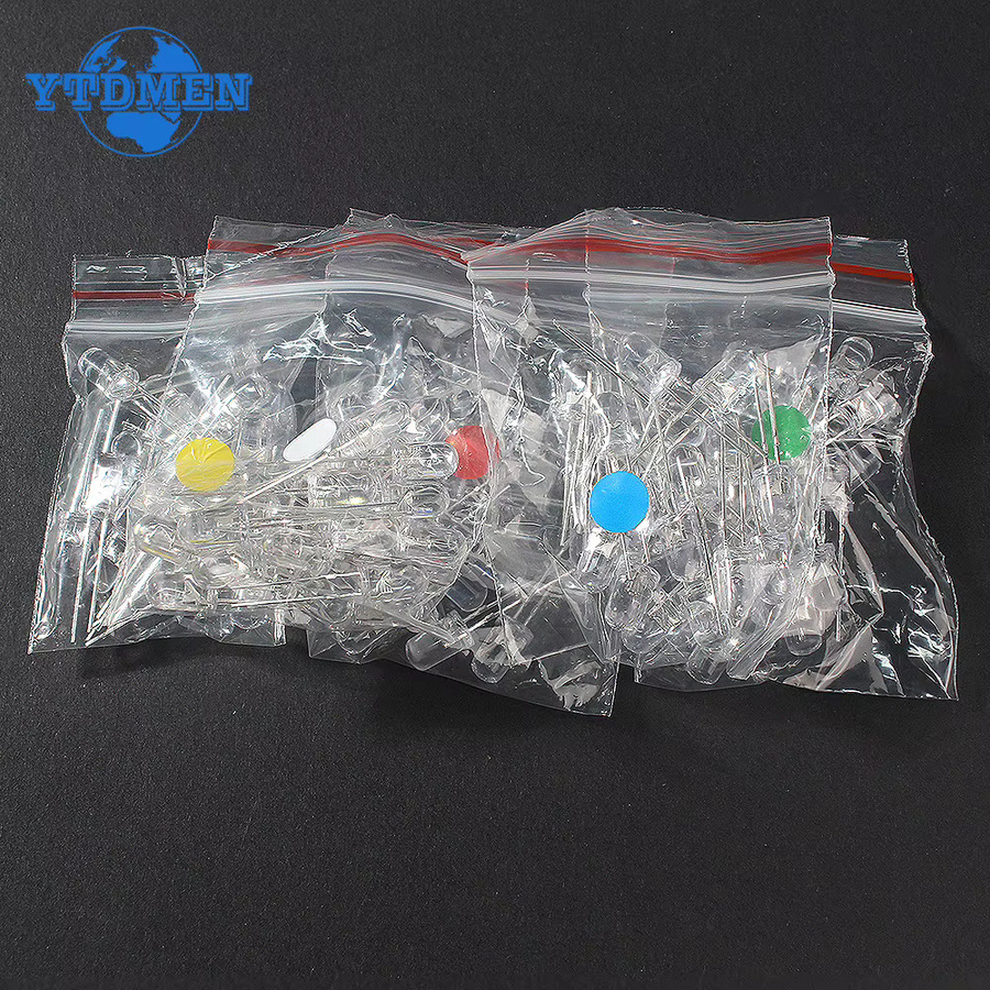 YTDMEN LED-Dioden Set mit 5 mm Durchmesser in verschiedenen Farben wie Gelb und RGB, superhelle transparente Licht-LED-Lampen aus Kunststoff - Bild 3
