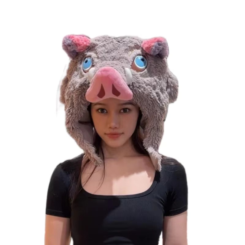 Demon Slayer Wildschwein Kopf Plüsch Hut, Grau - Bild 6