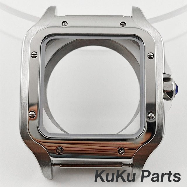 HUANXIAO Uhrengehäuse Edelstahl, Quadratisch, 38 mm, Silber, Unisex - Bild 1