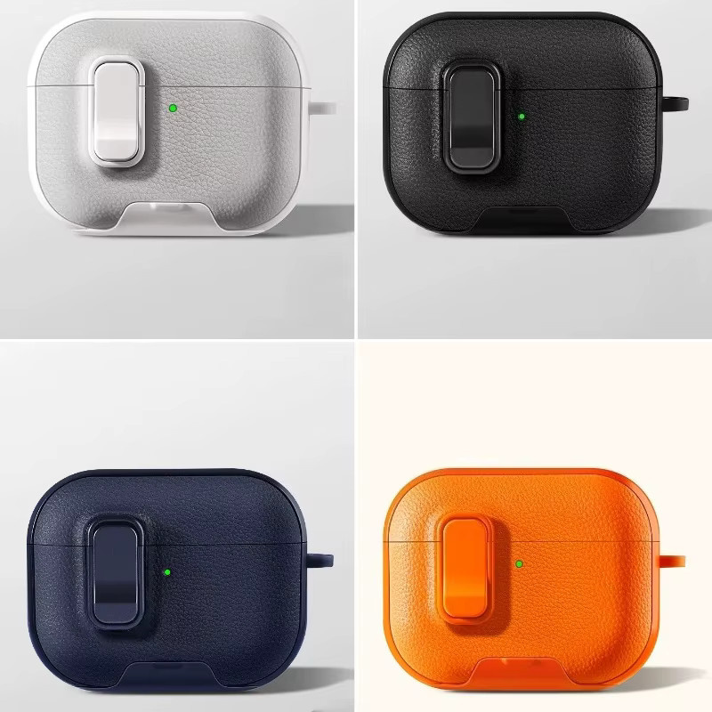 Sichere Handyhalterung mit Schloss-Schalter für Apple AirPods Pro 3, AirPods Pro 2 oder AirPods 4 Bluetooth-Kopfhörer-Hülle mit Haken in Schwarz - Bild 4