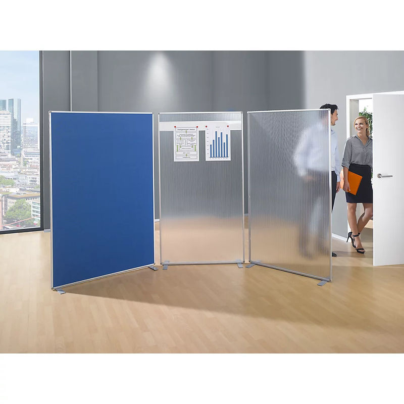 Magnetoplan Trennwand aus Polycarbonat mit Magnetowand Strip, grau und transparent, H x B x T: 180 x 100 x 3,5 cm - Bild 2