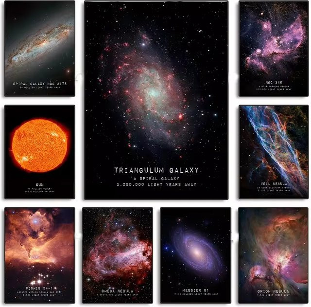 Potdemiel Leinwandgemälde Schmetterlingsnebel Andromeda-Galaxie Wandkunst Mehrfarbig - Bild 1