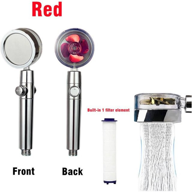 Yiran Furniture Turbo-Lüfter-Duschkopf mit 360-Grad-Drehung und Hochdruck-Wassersparfunktion in Rot - Bild 1