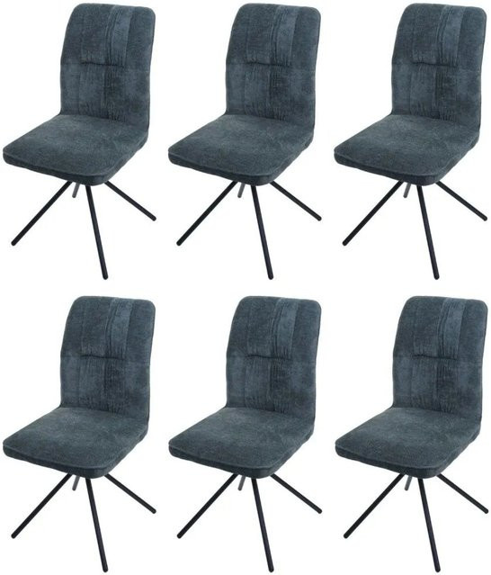 6er-Set MCW Esszimmerstühle N99 mit Auto-Return Funktion in Blau-Grün aus Chenille Stoff mit Öko-Tex Zertifizierung - Bild 2