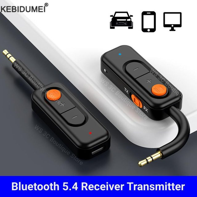 Kebidumei 2-in-1 Bluetooth 5.4 Sender und Empfänger in Schwarz mit 3,5 mm Klinkenanschluss für TV, PC, Kopfhörer und Auto - Bild 1
