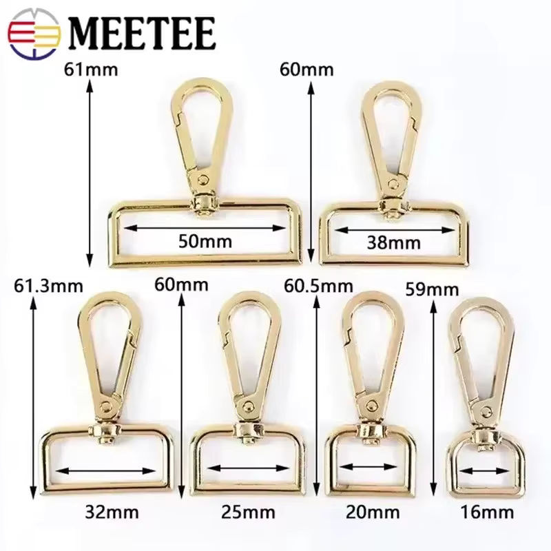 Meetee Metall-Karabinerhaken Set mit Drehverschluss und Schnallen für Taschen und Schlüsselanhänger, Schwarz und Mehrfarbig, Größe: 16 bis 50 mm - Bild 3