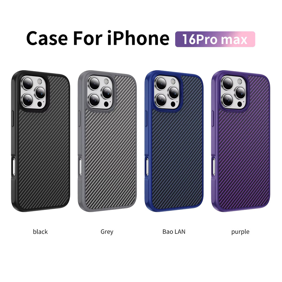 Luxuriöse Handyhülle mit Kohlefaser-Textur für Apple iPhone 17 Air 16 15 Plus 14 13 Pro Max 16E in Schwarz und Grau, matte harte Stoßstangenabdeckung aus Kunststoff - Bild 5
