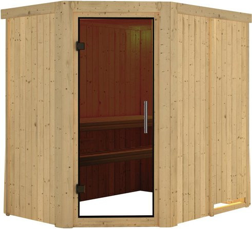 Karibu Sauna Wenden für 3 Personen aus Fichtenholz in Beige, B/T/H: 196 x 198 x 151 cm - Bild 1