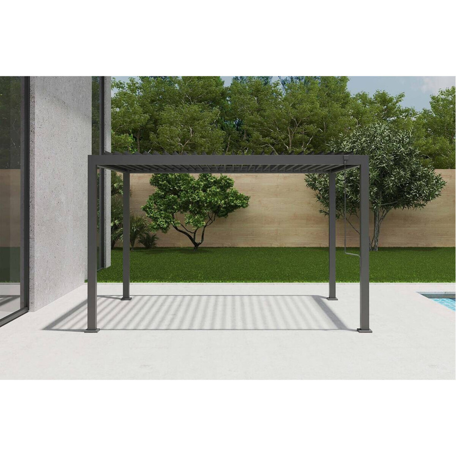 Moderne Pergola aus Aluminium in Anthrazit Matt, B/H/L: 300 x 254,5 x 393 cm - Bild 4