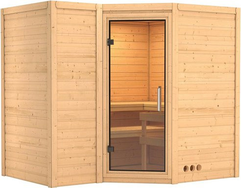 Karibu Sauna Riga 2 für 4 Personen aus Fichte in Beige ohne Ofen B/T/H: 236 x 209 x 184 cm - Bild 1