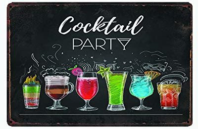 WONDERCAVE Metall-Blechschild Cocktailparty-Thema in Multicolour, Retro-Vintage Wanddekoration für Bar, Café oder Garage, B/H: 20 x 14 cm - Bild 1