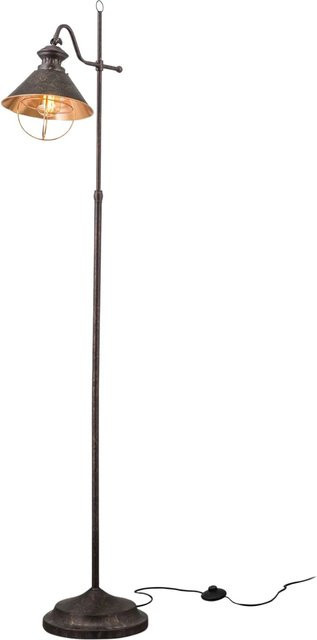 Orion Leuchten Stehleuchte Mathilda Vintage in Kupfer und Braun aus Metall mit E27 Fassung und verstellbarem Kegel, Höhe: 210 cm - Bild 1