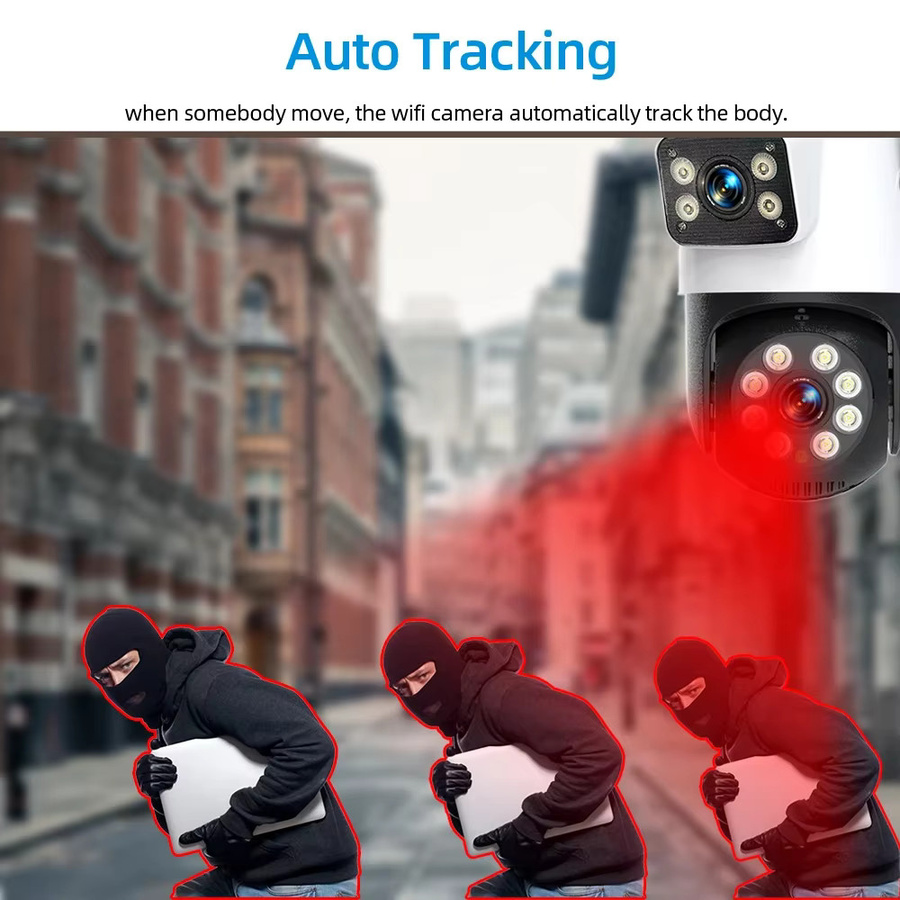 Devoccvo 8MP 4K Dual Lens Außenkamera mit WIFI und Mobilfunk, Tuya Überwachungskamera in Weiß mit Schwenk-Neige-Auto-Tracking und Zwei-Wege-Gespräch - Bild 2