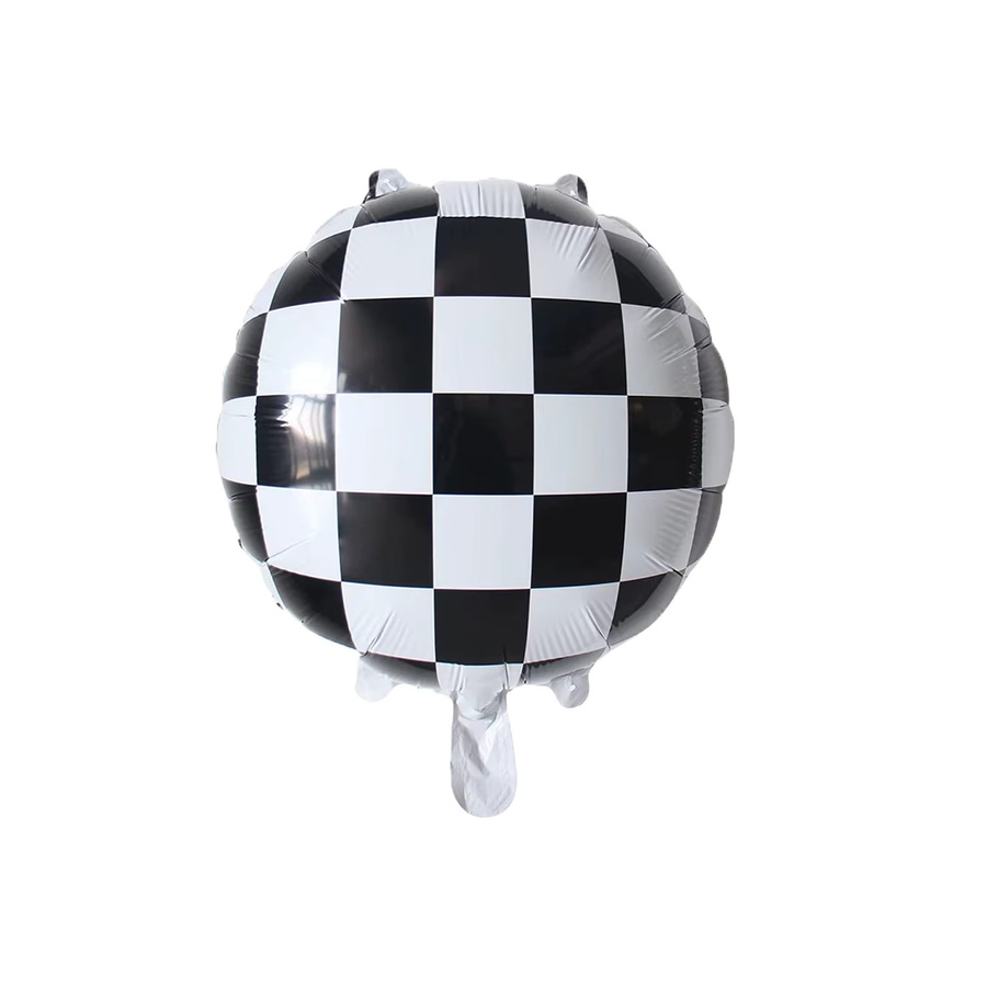 10 Stück KUKUZHU Folienballons mit Racing-Motiv in Weiß Kariert, 18 Zoll, für Helium, ideale Partydekoration für Geburtstag und Auto-Themen - Bild 2