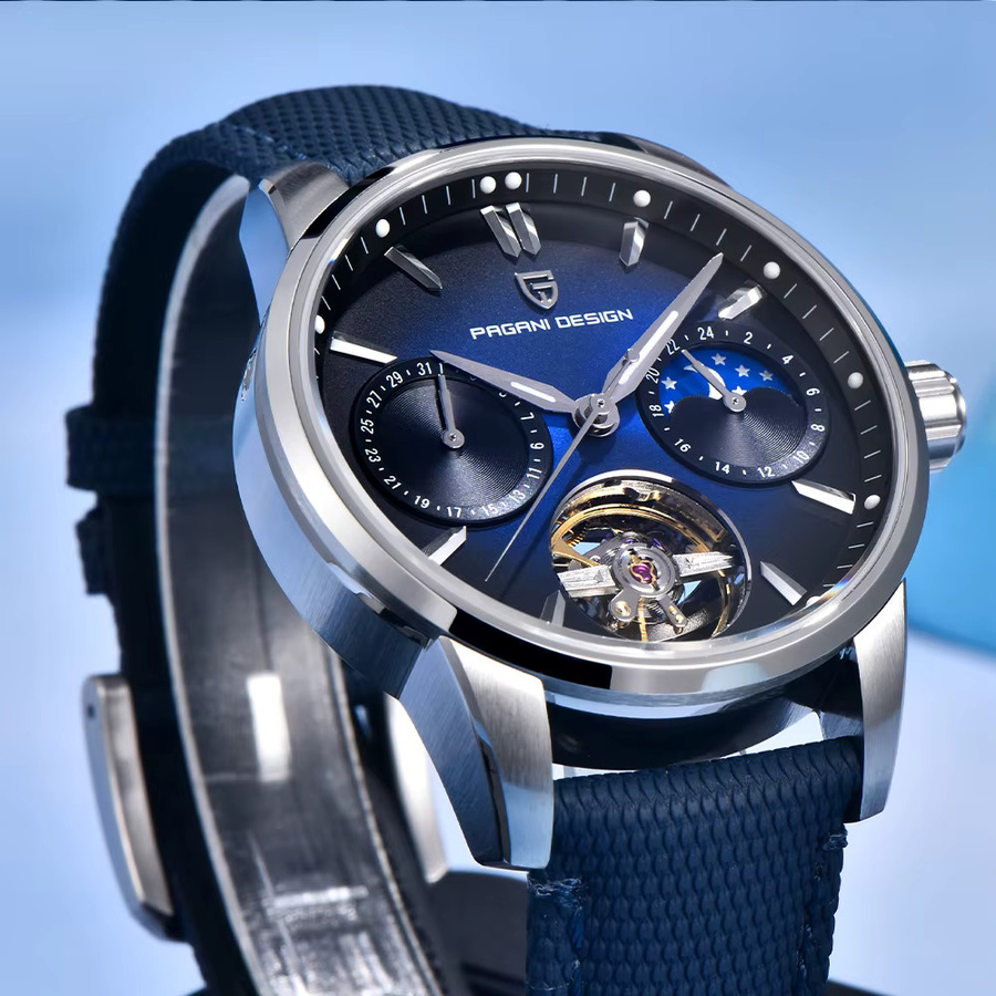 Pagani Design Armbanduhr Automatik, Edelstahl, Saphirglas, Blau, Herren - Bild 2