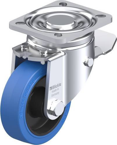 Blickle Lenkrolle LH-POEV 100XR-1-ST-SB mit Feststeller in Schwarz und Blau, Rad-Durchmesser: 100 mm, Tragfähigkeit: 200 kg - Bild 1