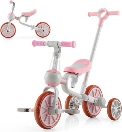 COSTWAY 4 in 1 Kinder Dreirad Laufrad Balance Bike Schiebeauto Rosa ab 2 Jahren