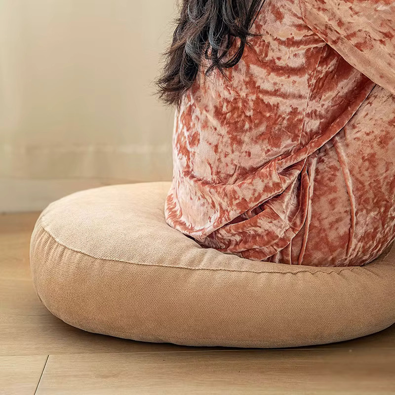 Inyahome Rundes Bodenkissen in Grau, Getuftetes Meditationskissen für Yoga und Wohnzimmer - Bild 2