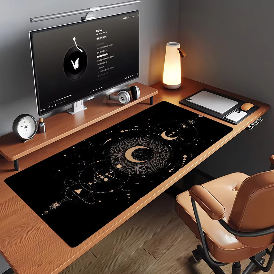 Moon Space Mauspad in Schwarz, rutschfeste XXL Schreibtischunterlage aus Gummi für Gaming und Büro - Bild 5