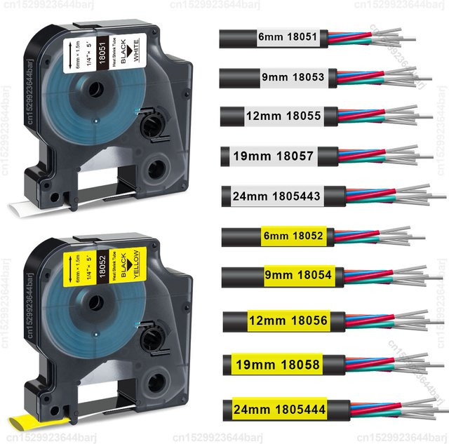 Dymo Industrie-Schrumpfschlauch kompatibel mit Rhino 4200 5000 5200 Etikettendrucker in Schwarz, Gelb und Mehrfarbig - Bild 1
