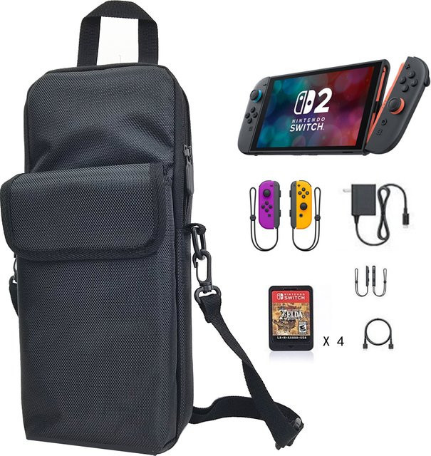 BUBM Schultertasche als kratzfeste Tragetasche für Nintendo Switch 2, Steam Deck und Rog Ally in Schwarz - Bild 1