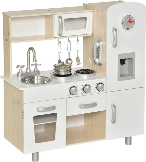 HOMCOM Küchenspielzeug Traumküche aus Kiefer und MDF in Weiß, B: 74 cm, T: 30 cm, H: 81 cm - Bild 1