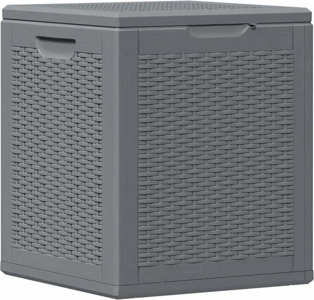 Furnicato Gartenbox in Grau mit Rattan-Optik aus Polypropylen, Volumen: 90 l, B/T/H: 51 x 44 x 44 cm - Bild 1