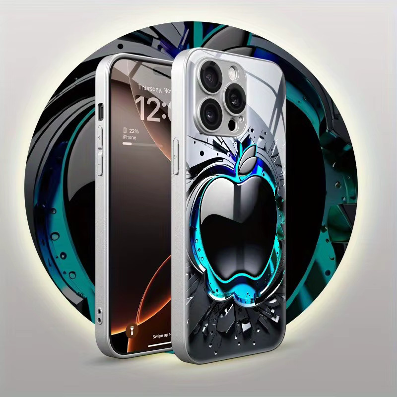 Galvanisierte Handyhülle mit Muster in Schwarz und Grau für Apple iPhone 11 bis iPhone 17 Pro Max - Bild 2