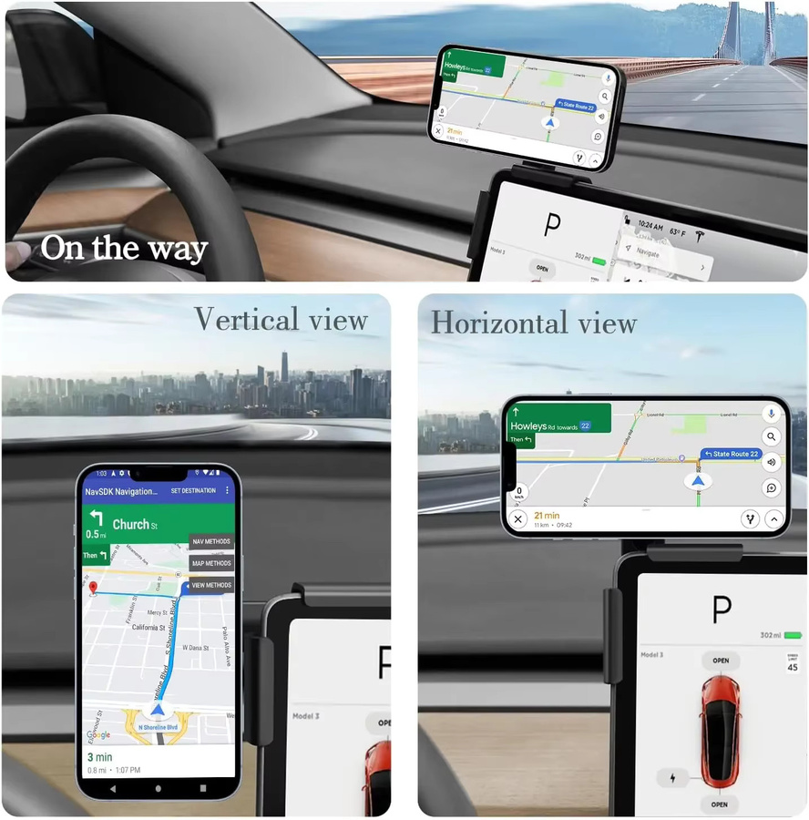 TEEQ Magnetischer Autotelefonhalter für Tesla Model 3 und Model Y Highland in Schwarz - Bild 3