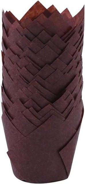 CosyHome Mini Backförmchen Tulpen-Design für Cupcakes und Muffins, 150 Stück, Dunkelbraun und Weiß - Bild 1