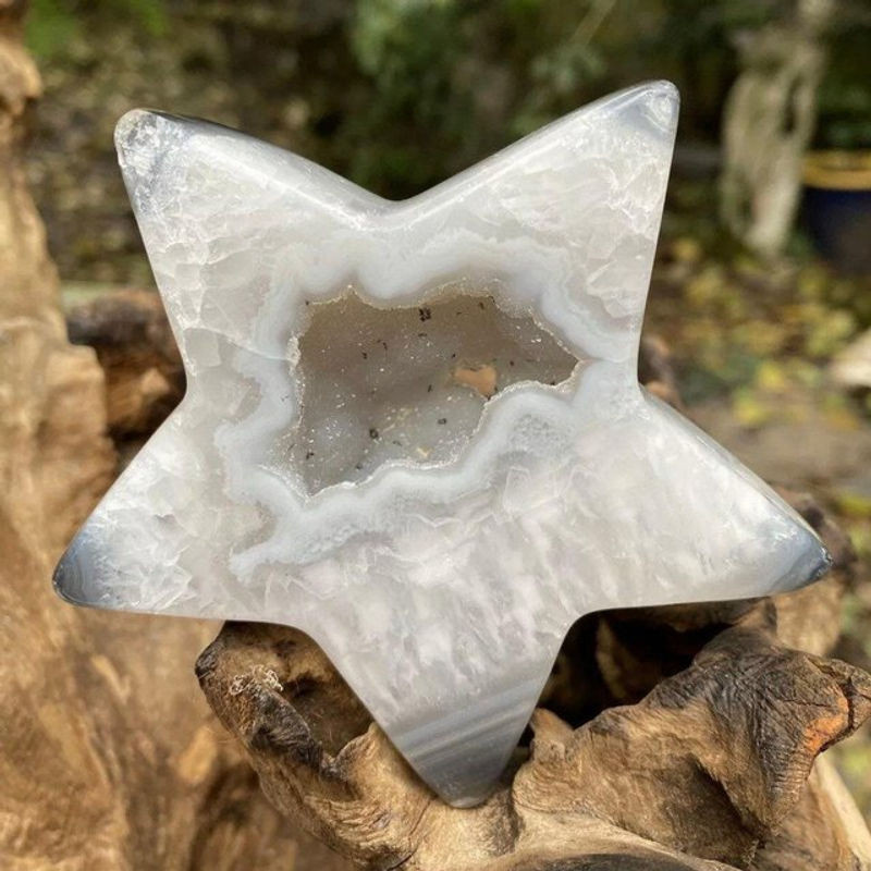 CrystalHola Achat-Geode-Stern in Weiß zur Dekoration und für DIY-Schmuckherstellung, B/T/H: 5,5 x 5,5 x 5,5 cm - Bild 1